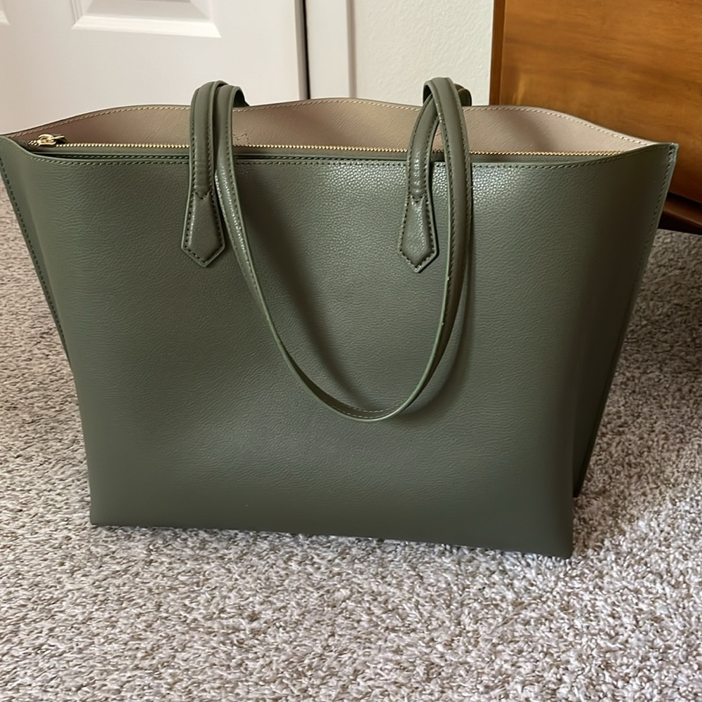 Quince Italian Leather Triple Shopper Compartment Tote